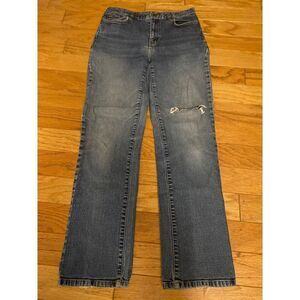 Lauren Jeans Co. Ralph Lauren Women's Size 4 Distressed Straight Leg Denim Jeans